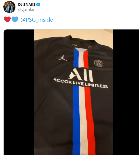 DJ Snake affiche la 4e tenue du PSG pour la saison 2019-2020 sur les réseaux sociaux