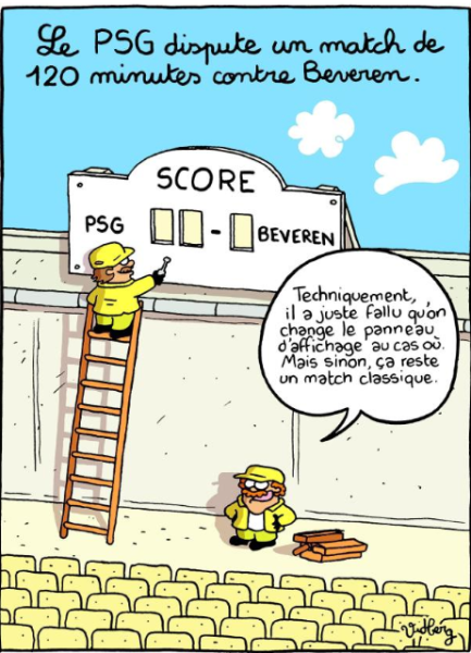 120 minutes entre le PSG et le Waasland-Beveren, L'Equipe s'en amuse dans un dessin