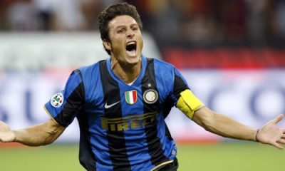 Inter Milan's Zanetti celebrates after scoring against AS Roma during their Italian Supercup soccer match in Milan