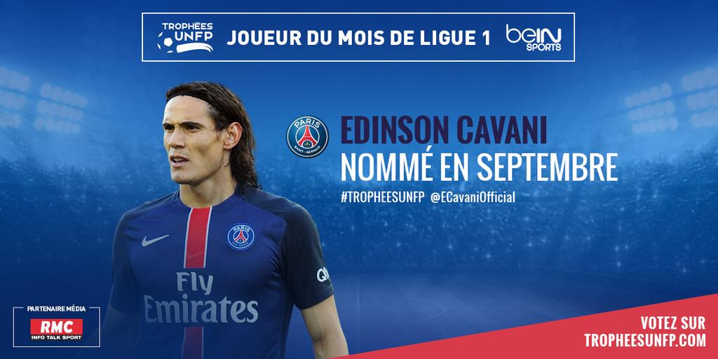 Edinson Cavani Nominé Trophée UNFP Meilleur joueur du mois