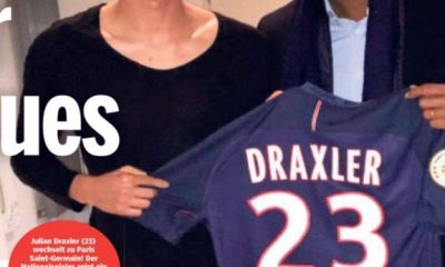 Draxler avec Patrick Kluivert et un maillot du PSG au numéro 23 sur la Une de Bild dimanche