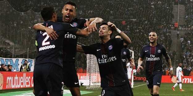 Marquinhos Célébration but OM/PSG