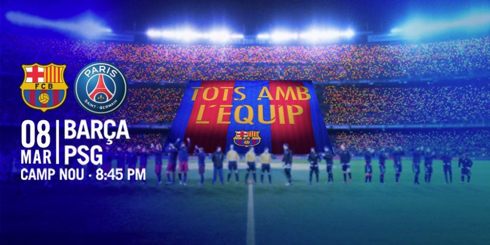 BarçaPSG - Barcelone a préparé son tifo pour le 8e de finale contre Paris.jpg