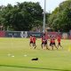 Adrien Rabiot, Thiago Silva, Marco Verratti et Thomas Meunier à l'entraînement du PSG