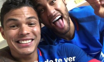 Thiago Silva célèbre le retour de Neymar au Camp des Loges