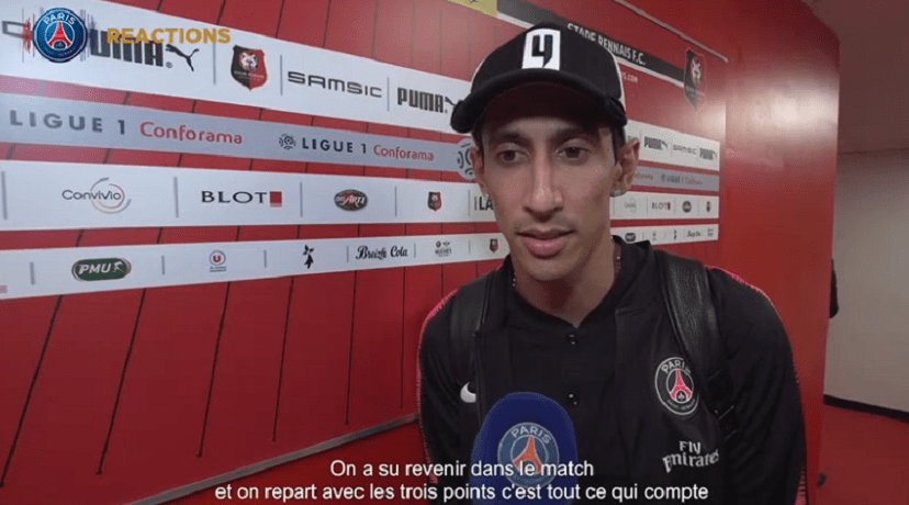 Rennes/PSG - Di Maria "On a su revenir dans le match et on repart avec les 3 points c'est tout ce qui compte"