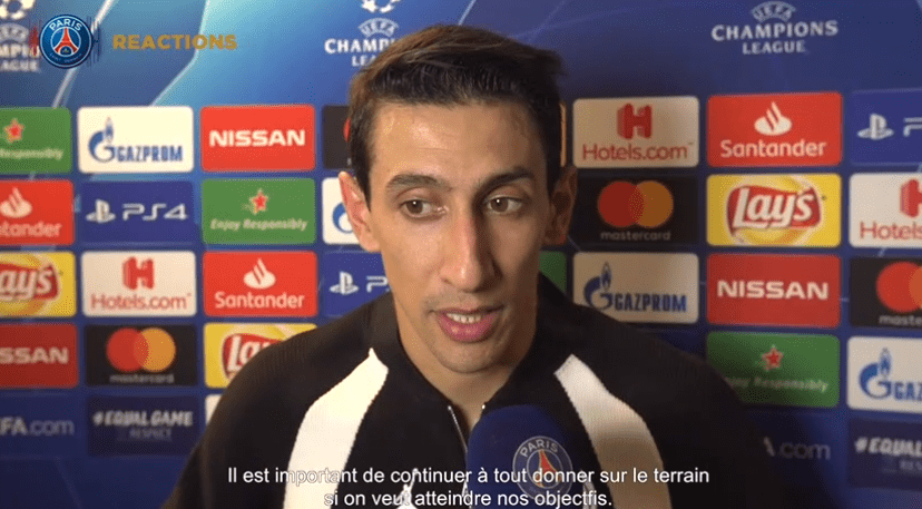 PSG/Naples - Di Maria "Il est important de tout donner sur le terrain si l’on veut atteindre nos objectifs"