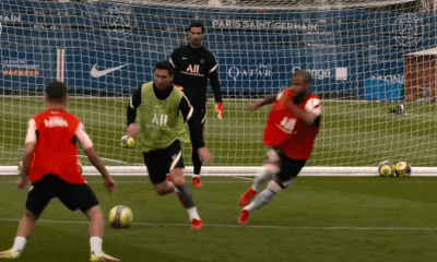 Retrouvez des extraits de l'entraînement du PSG, avec un Messi en forme