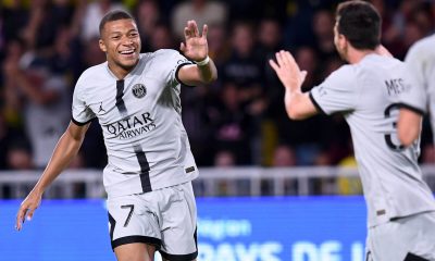 Mbappé + Messi célébration but Nantes/PSG