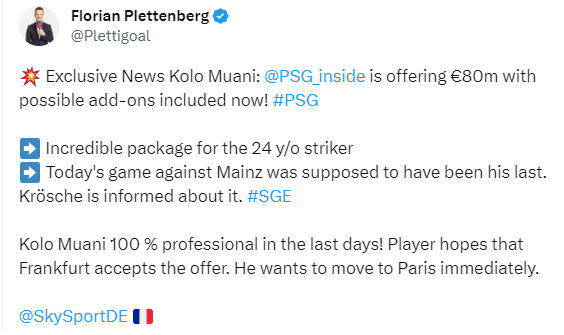 Mercato Kolo Muani Le Psg Aurait Fait Une Nouvelle Offre