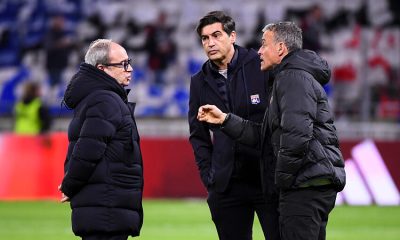 Luis Campos, Fonseca et Luis Enrique durant OL/PSG